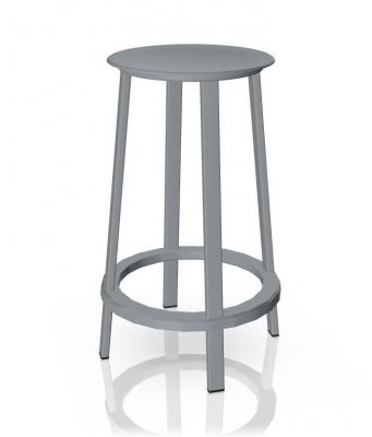 Revolver Bar Stool, hoher Barhocker aus Stahl in Sky Grey, modernes Design.